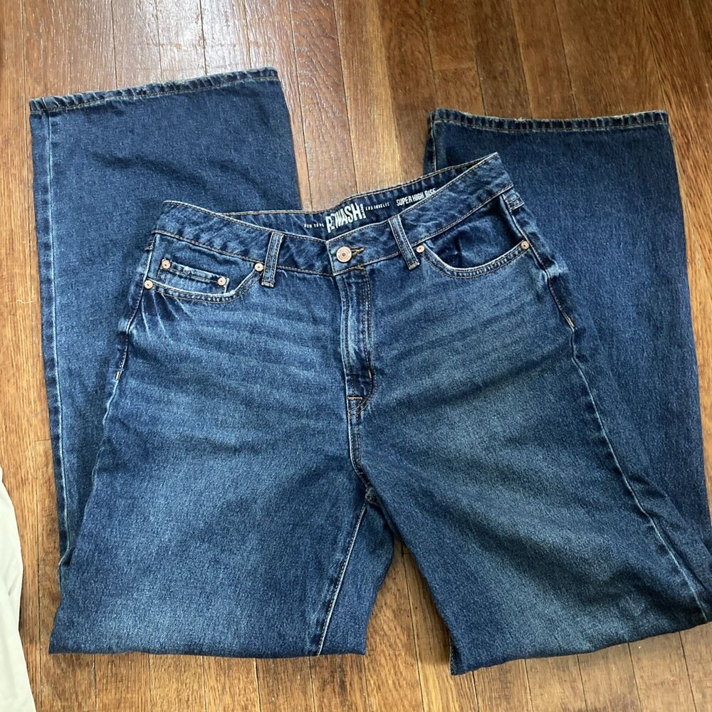 Rewash NY LA High-Rise Wide Leg Baggy Jeans Medium Wash Size 12 Wide Bottoms